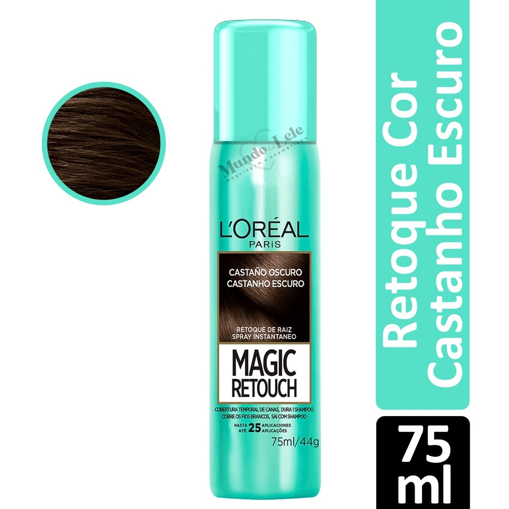 Retoque de Raiz Spray Instantâneo Magic Retouch Cor Castanho Escuro Loréal Paris 75ml - 1 Unidade em Oferta na Shopee