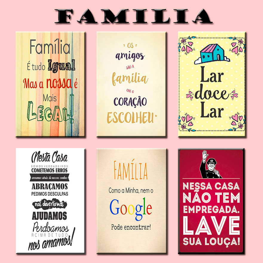 Placas Decorativas Com Frases De Família  Quadros Decorativos Lar doce Lar Regras da Casa 13x9cm