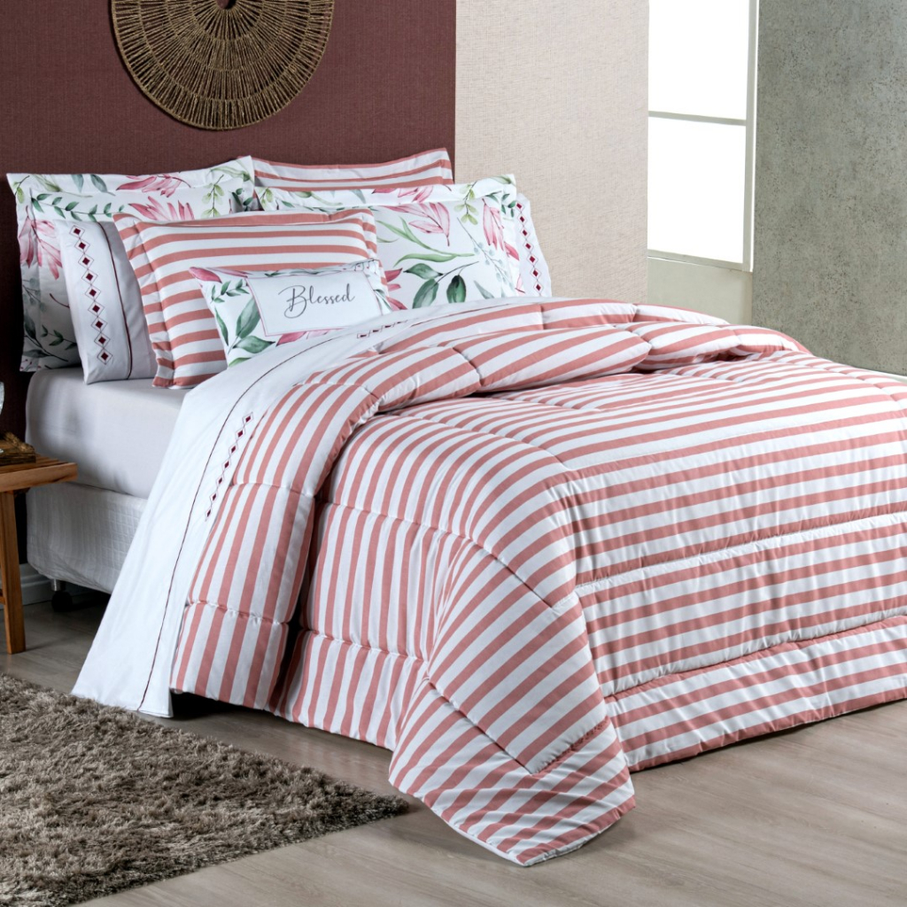 Kit Edredom Queen ou King Percal 180 Fios Algodão Blessed