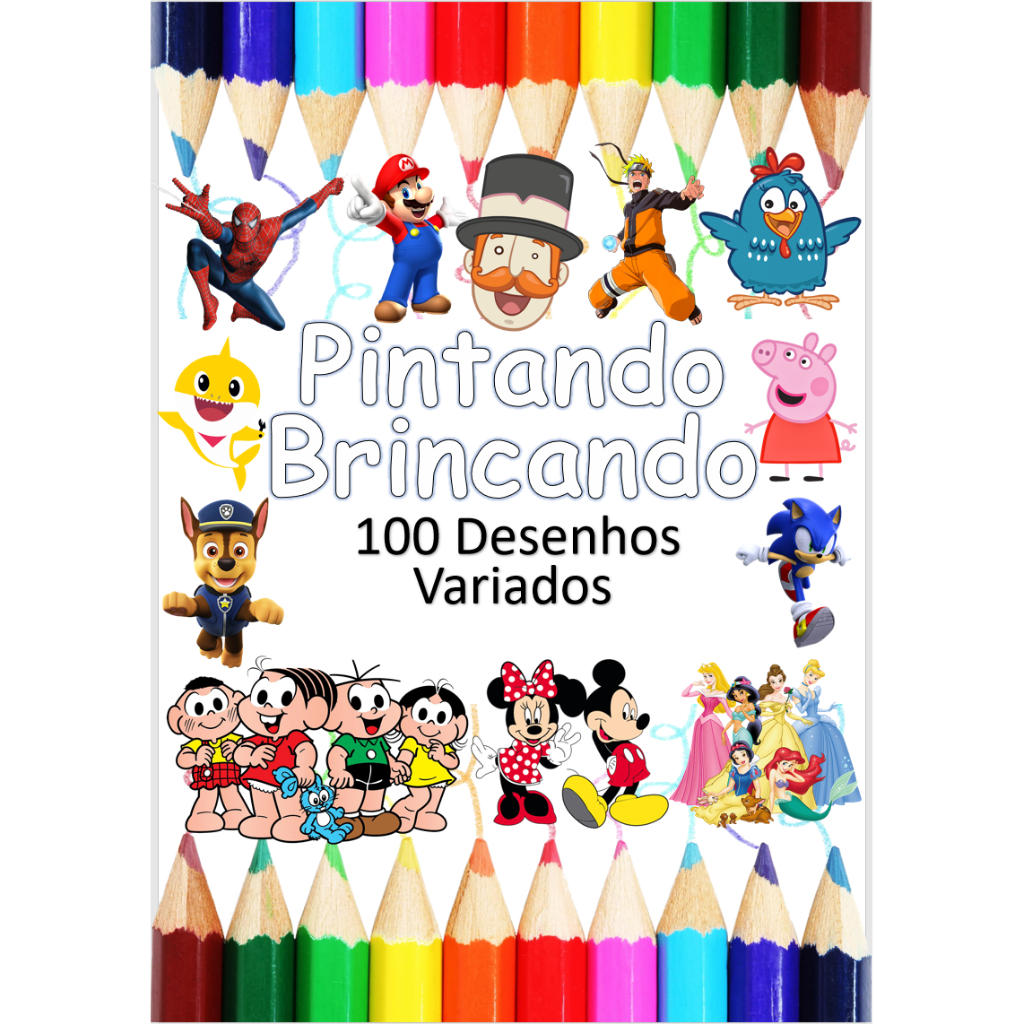 100 Desenhos Para Colorir e Pintar - Tema Variados - Folhas A4 Sulfite Avulsas/Soltas