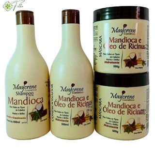 Kit de Tratamento Mandioca para Nutrição capilar 4 Itens Shampoo, Condicionador e 2 mascara