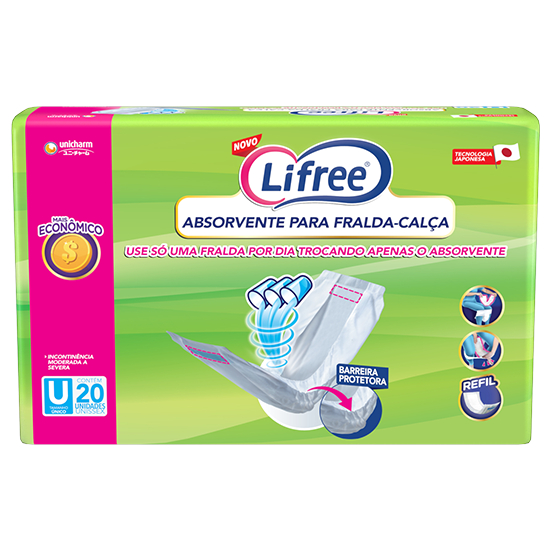 Kit 120 Absorventes Geriátrico Lifree P/ Fralda Calça Refil