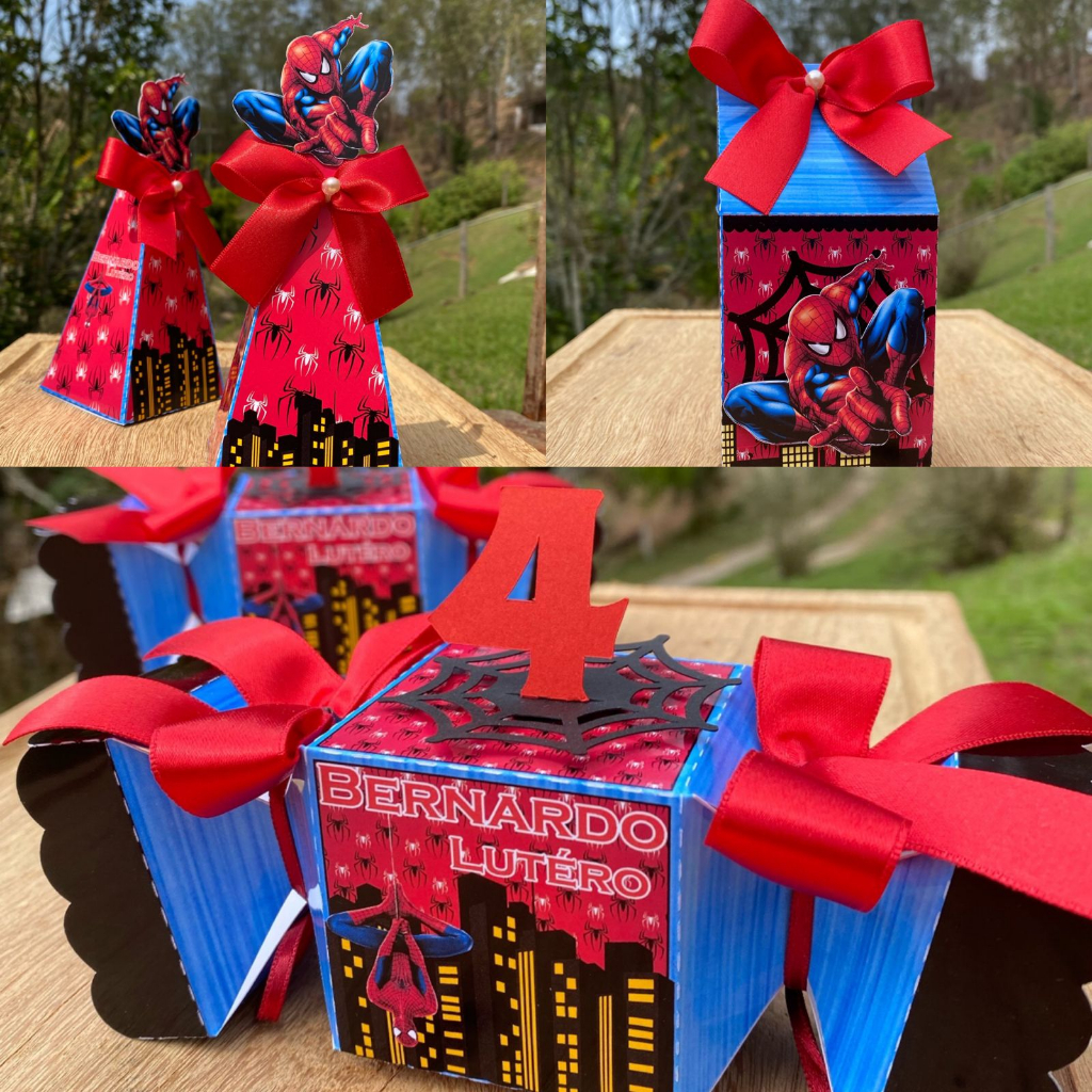 Kit festa Homem Aranha - lembrancinha - Papelaria Personalizada - festa infantil - aniversário- Caixas Personalizadas - 15 PEÇAS