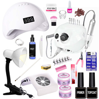 Kit Alongamentos Unhas Cabine Led + Aspirador Coletor De Pó + Lixadeira Porquinho - ENVIO IMEDIATO
