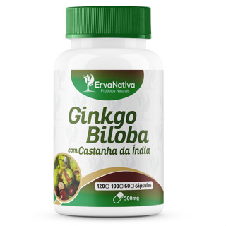 Ginkgo Biloba Com Cast da India 500mg | 100 Cápsulas | Erva Nativa
