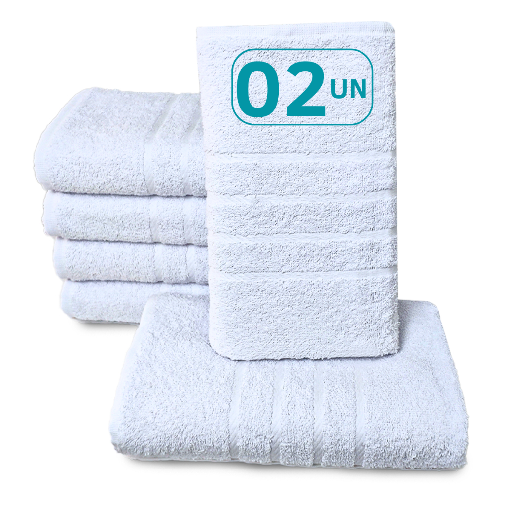 Kit 2 Toalhas De Banho Grossa Branca Hotel 100% Algodão Felpuda Alta Absorção