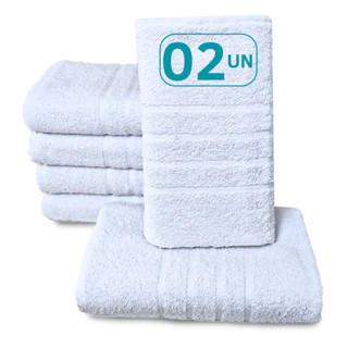 Kit 2 Toalhas De Banho Grossa Branca Hotel 100% Algodão Felpuda Alta Absorção