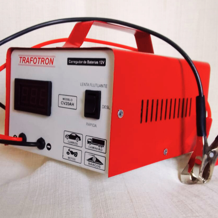 Carregador De Bateria 12v Carro E Moto 20ah Com Voltimetro CV20/carro,caminhão,barco.