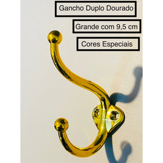 Gancho Duplo Grande 9,5 cm  Dourado cores especiais. em Oferta na Shopee