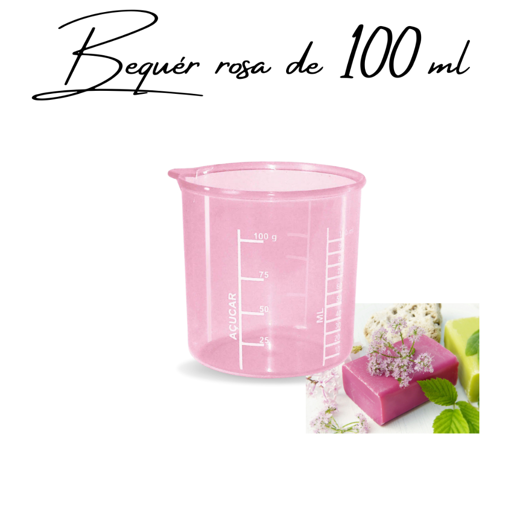 Copo medida de 100 ml medida exata para culinária e artesanato em geral na cor rosa