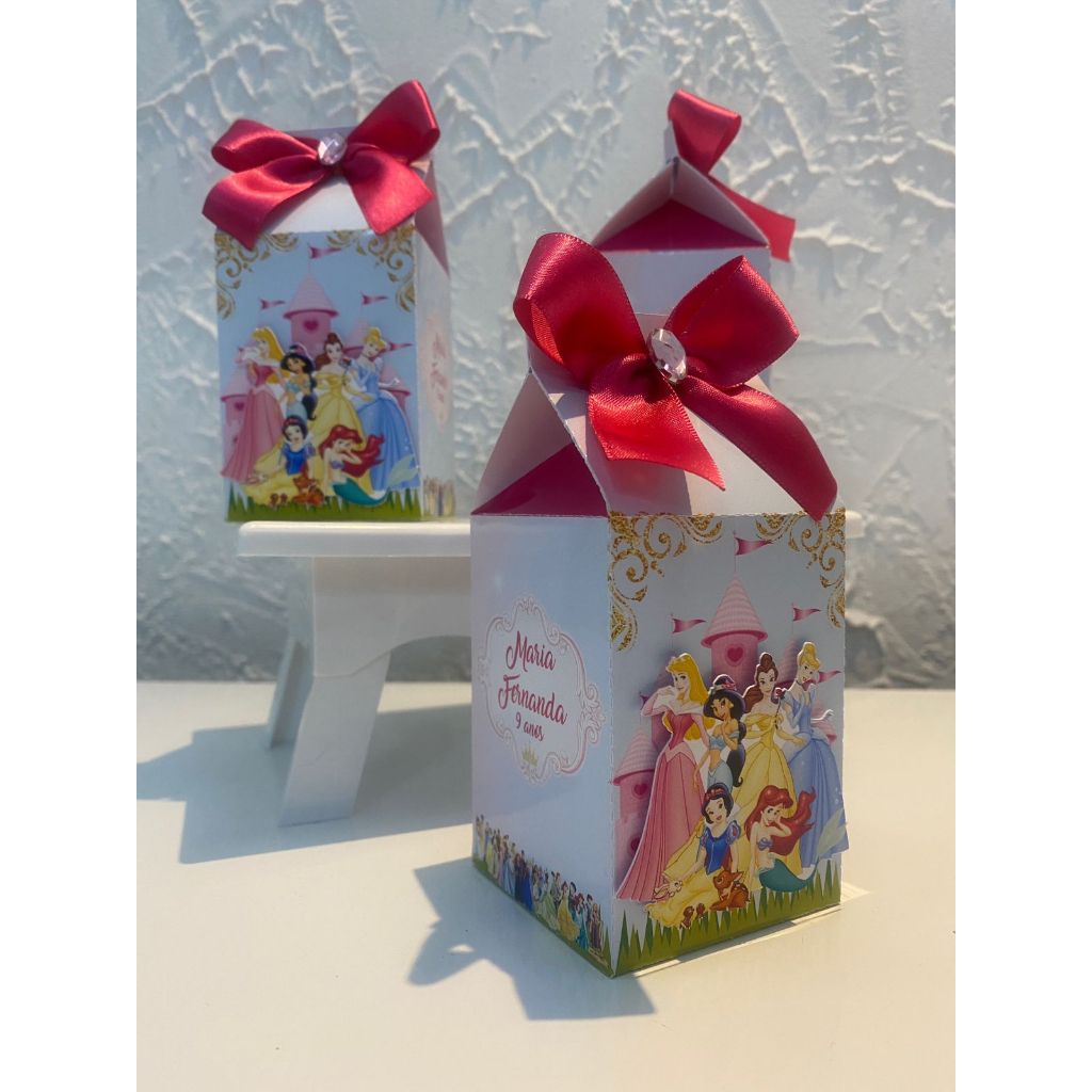 10 Caixa Milk Princesas Disney -  lembrancinhas - festa infantil - aniversário - Caixas Personalizadas