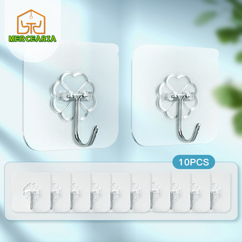 10 pcs Ganchos Adesivo Parede Transparente Multifuncional