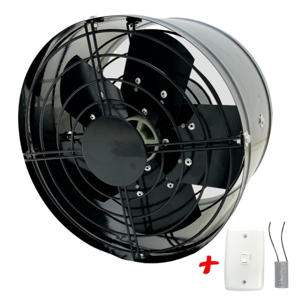 Exaustor E Ventilador De Parede Industrial 30cm Alta Vazão Motor Blindado 100w Silencioso Potente Profissional Para Coifas Churrasqueiras Cabine de Pintura Estufas Oficinas Garagem