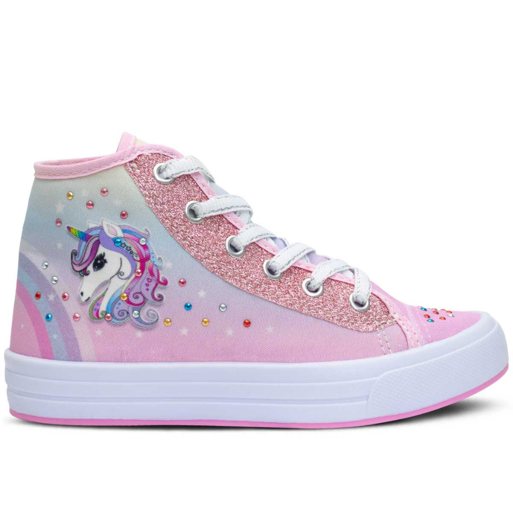Tênis Infantil Feminino Cano Alto Nº 23 Ao 34 Botinha Menina Unicórnio 11.81