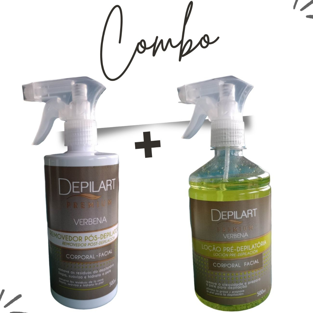 Loção Pré Depilatória Verbena 500ml + Removedor Pós-Depilatório Verbena 500ml Depilart
