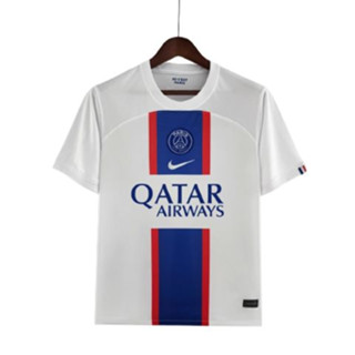 Camiseta de Time do Paris Saint Germain Branco e Azul 2022 / 100% Poliester / Escudo Bordado