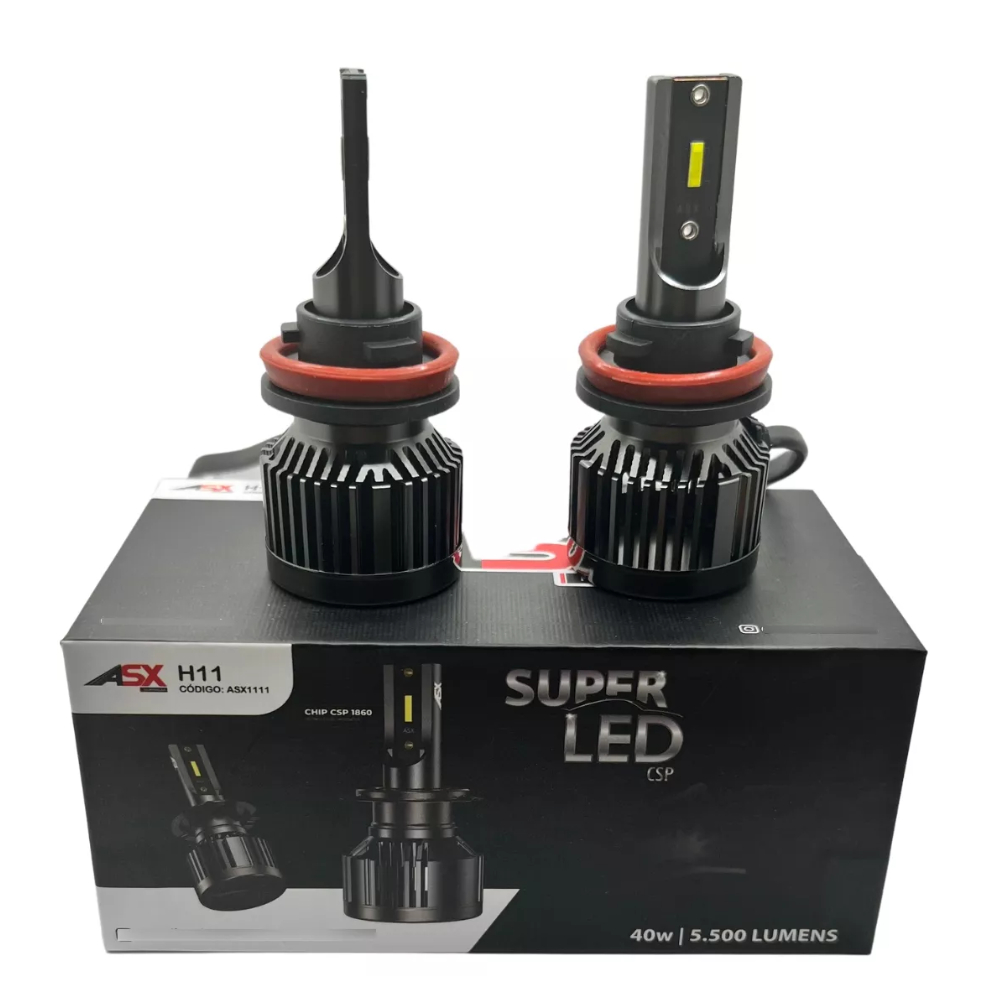 Lâmpada Ultra Led H11 H8 ASX 6000 kelvin 5500 lumens 40w Par de Lâmpada Led - Spare Parts and Accessories for Vehicles