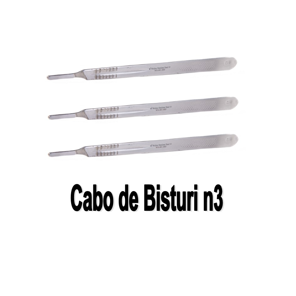 Cabo de Bisturí em Aço Inox n.3 Super Resistente Autoclavado