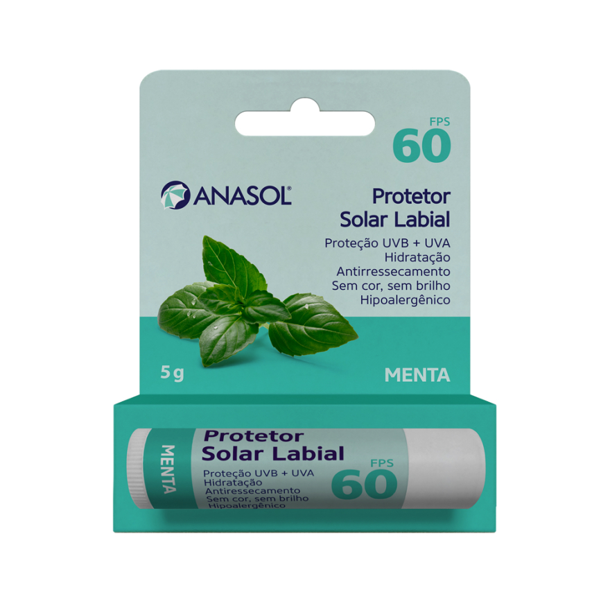 Anasol Protetor Hidratante Labial Aroma Menta 5g FPS 60