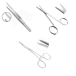 TESOURA TIRA PONTO12 CM + PORTA AGULHA 15CM + PINÇA DENTE DE RATO 14CM