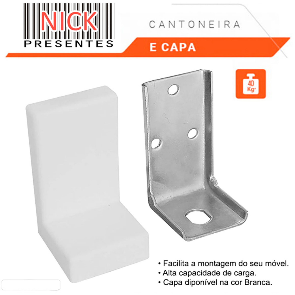 Kit 100 Cantoneira Suporte Aéreo Fixação De Móveis Com Capa