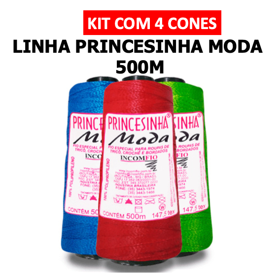 Imagem KIT 4 Linhas - Princesinha Moda Fina / Você escolhe as cores / Crochê / Artesanato / Tranças para cabelo / Incomfio