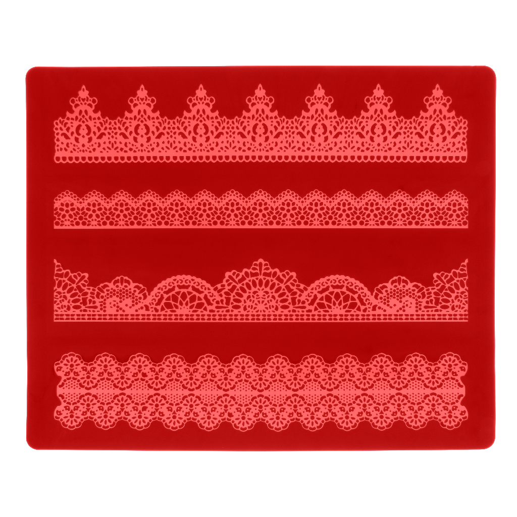 Tapete De Silicone Para Renda De Açúcar E Confeitar Bolo com 4 Medidas Vermelho - SUBLIME COZINHA