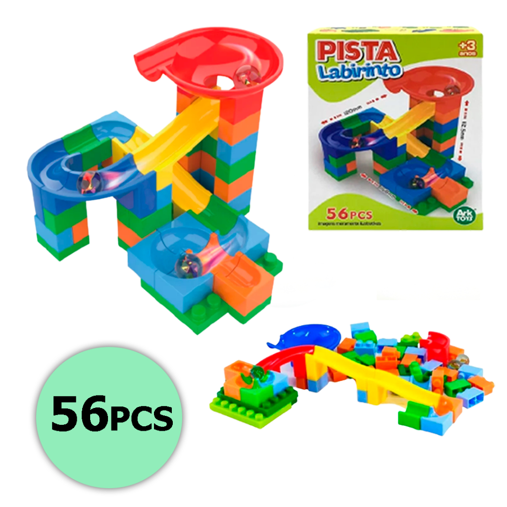 Pista De Bolinhas De Gude Blocos De Montar Labirinto 56 Pçs em Oferta na Shopee