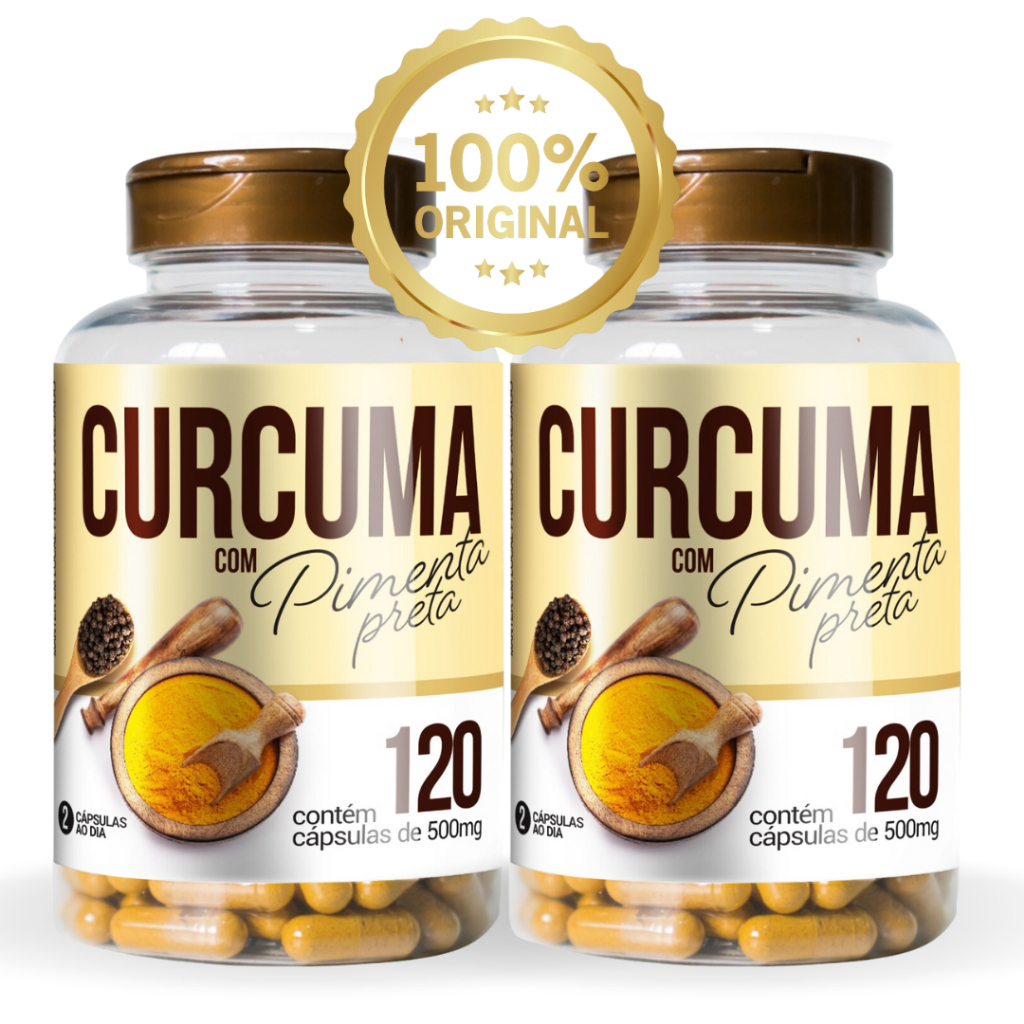 Kit 2(dois) Cúrcuma com pimenta com 120 capsulas 500mg - Envio Imediato! em Oferta na Shopee