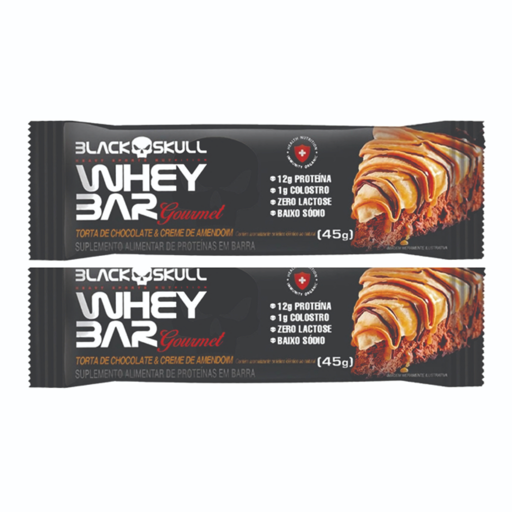 Kit 2x Whey Bar Protein 45g Black Skull - Zero Açucar e Lactose