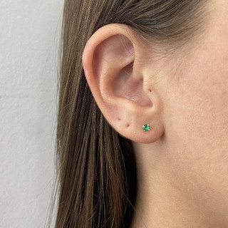 Brinco De Prata 925 Legítima Zircônia 3 mm Verde