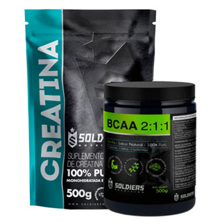Kit: BCAA Em Pó 500g + Creatina Monohidratada 500g - 100% Puro Importado - Soldiers Nutrition