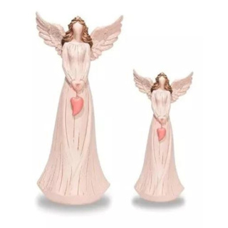 Conjunto Anjo Com Coração 23 Cm E 15 Cm decorativo resina maciça em Oferta na Shopee