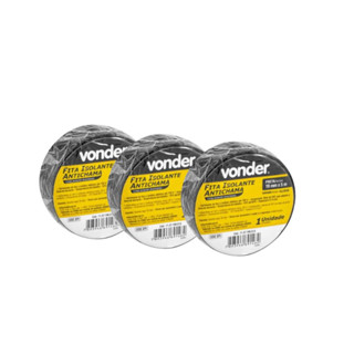 Kit C/3 Fita Isolante Preta 19MMX5M Vonder