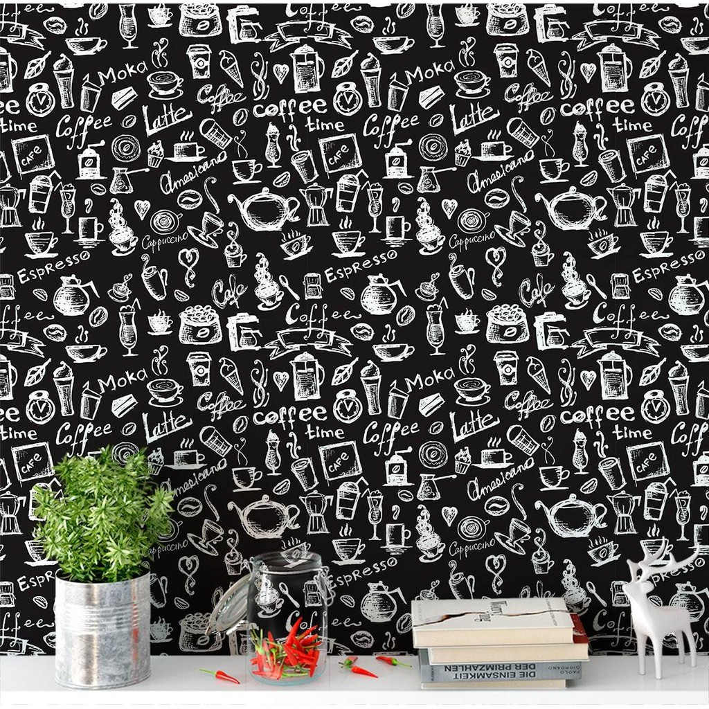 Papel De Parede Cozinha Café Escuro Lavável 1,00m