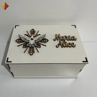 Caixa MDF Branco para 2 canecas 16x24x10cm - casamento, comunhão, eucarístia, presente, batismo, batizado, lembrança, padrinhos, convite, caneca, espírito santo, caixa mdf branco