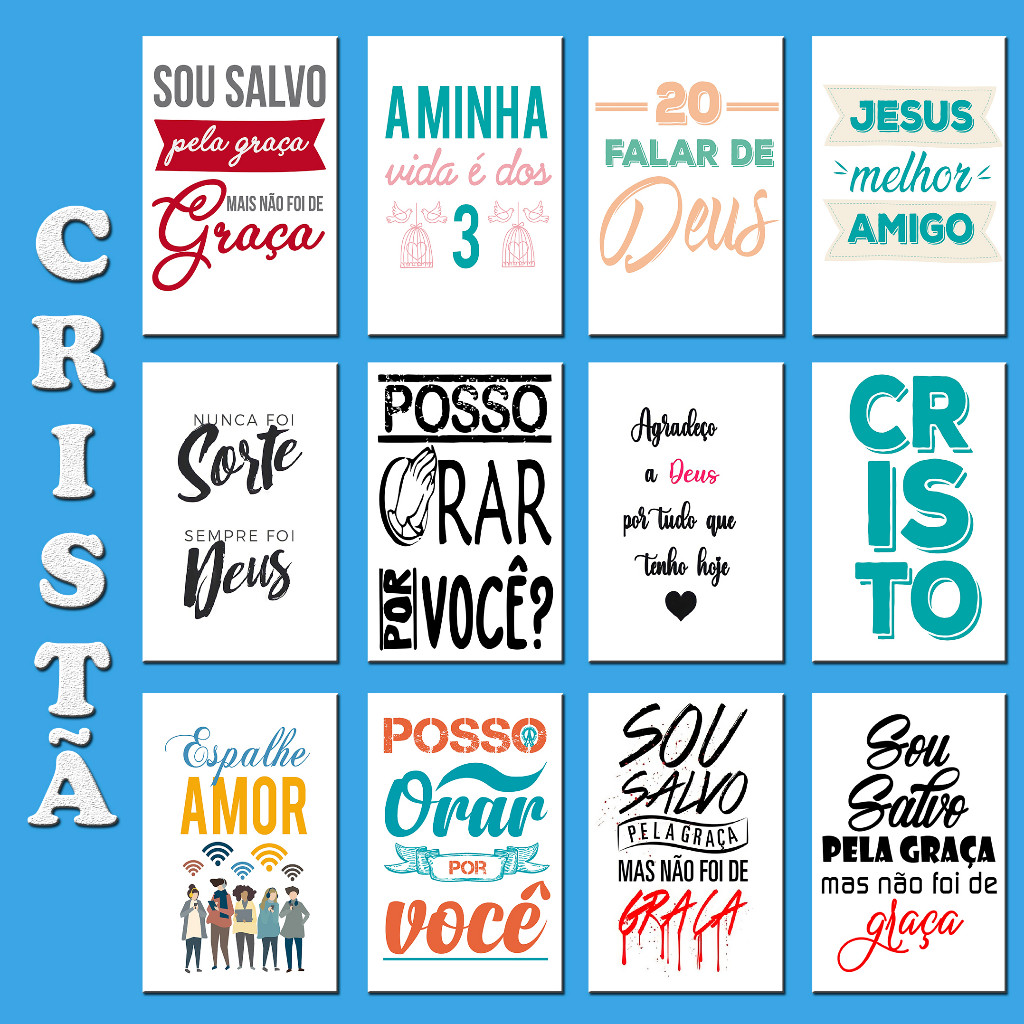 Quadros Decorativos Cristão Frases Inspiracionais Religiosas Motivação - Decoração Sala Quarto Escritório 13x20cm