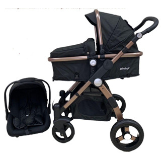 Carrinho De Bebê Europeu Luxo 3 em 1 com Amortecedor + Moisés Berço + Bebê Conforto - LANÇAMENTO