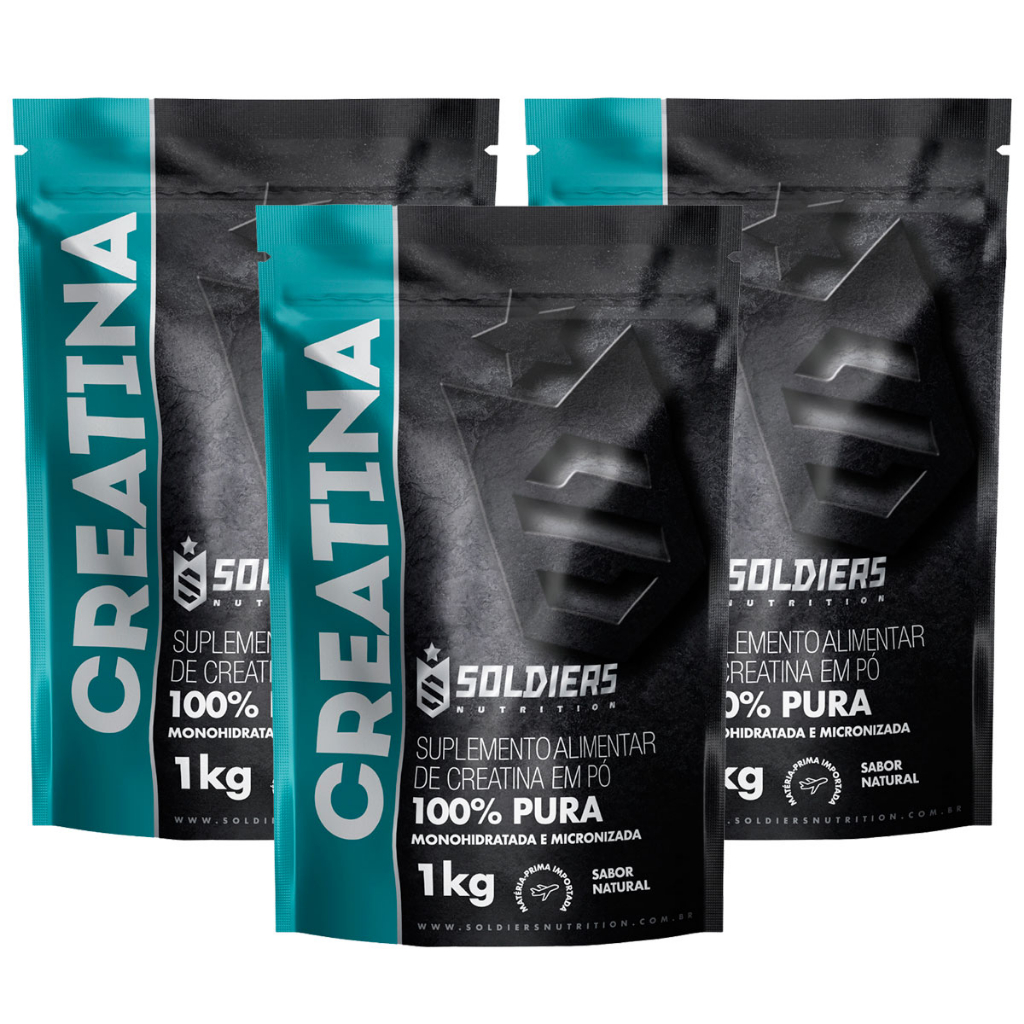 Kit: 3Kg Creatina Monohidratada - 100% Pura Importada - Soldiers Nutrition