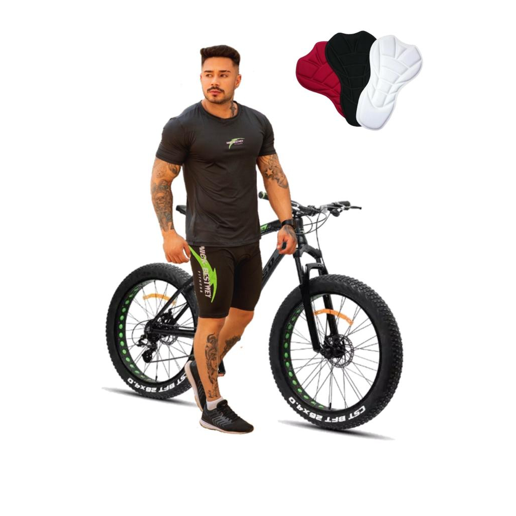Conjunto De Ciclismo Bermuda E Camiseta Roupa Ciclista Com Forro Multigomos D90
