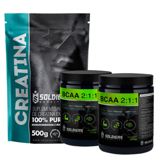 Kit: BCAA Em Pó 750g + Creatina Monohidratada 500g - 100% Puro Importado - Soldiers Nutrition
