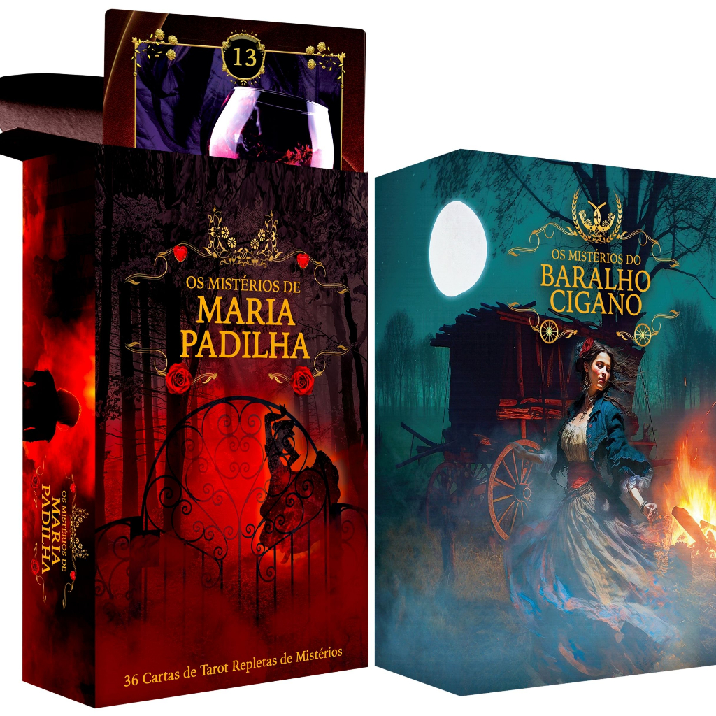 Kit 2 Tarot / Baralho Cigano Lenormand / Maria Padilha Pomba Gira 36 Cartas Plastificado / Manual