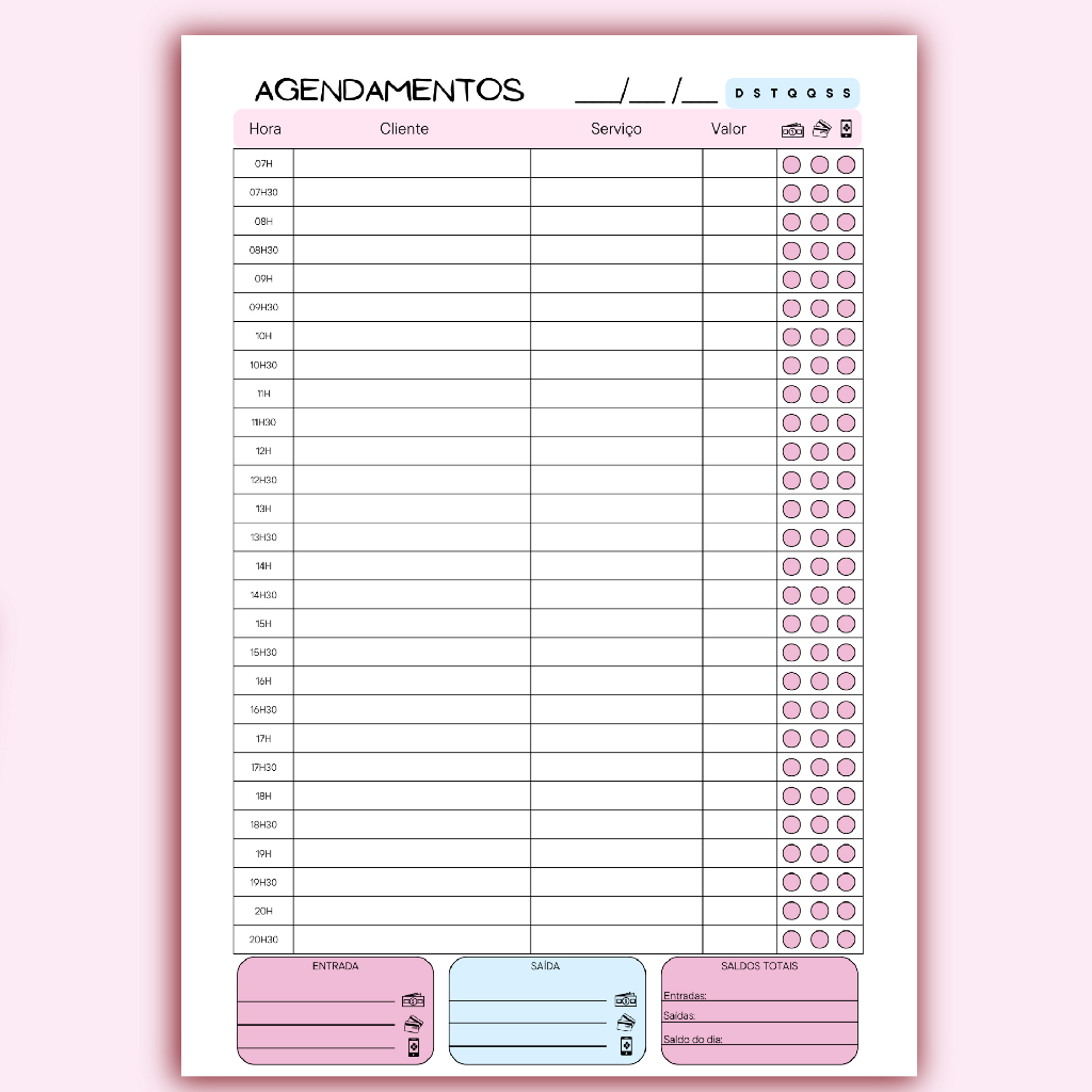 Bloco de Agendamento Manicure - Calebeireira - Esteticista - Lash Designer - Designer Sobrancelha - Maquiadora