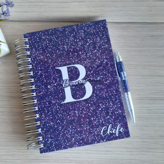 Combo Agenda 2025 com caneta Alfabeto Glitter roxo