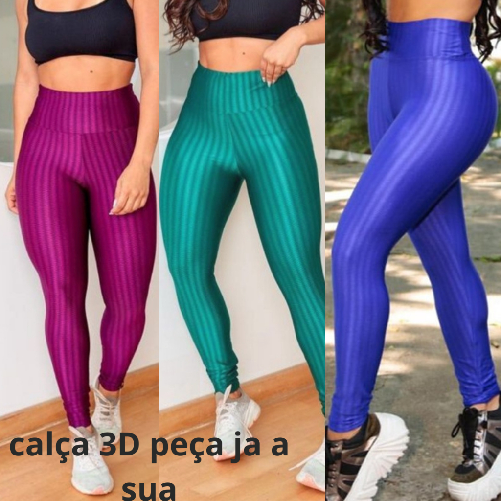 Calça Leg 3D Legging Academia Original Cintura Alta Tecido Prêmium c Poliamida Extretamente Confortável