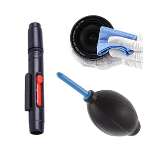 Kit Limpa Câmera Lente Fotográfica 3x1 Soprador Pano Microfibra e Pincel Macio Multi-função em Oferta na Shopee