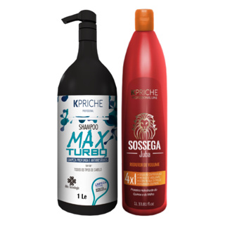 Combo Progressiva 2L S/F Sossega Juba 1L e Shampoo Antirresíduos Max Turbo 1L para um liso desejado sem danificar seus cabelos
