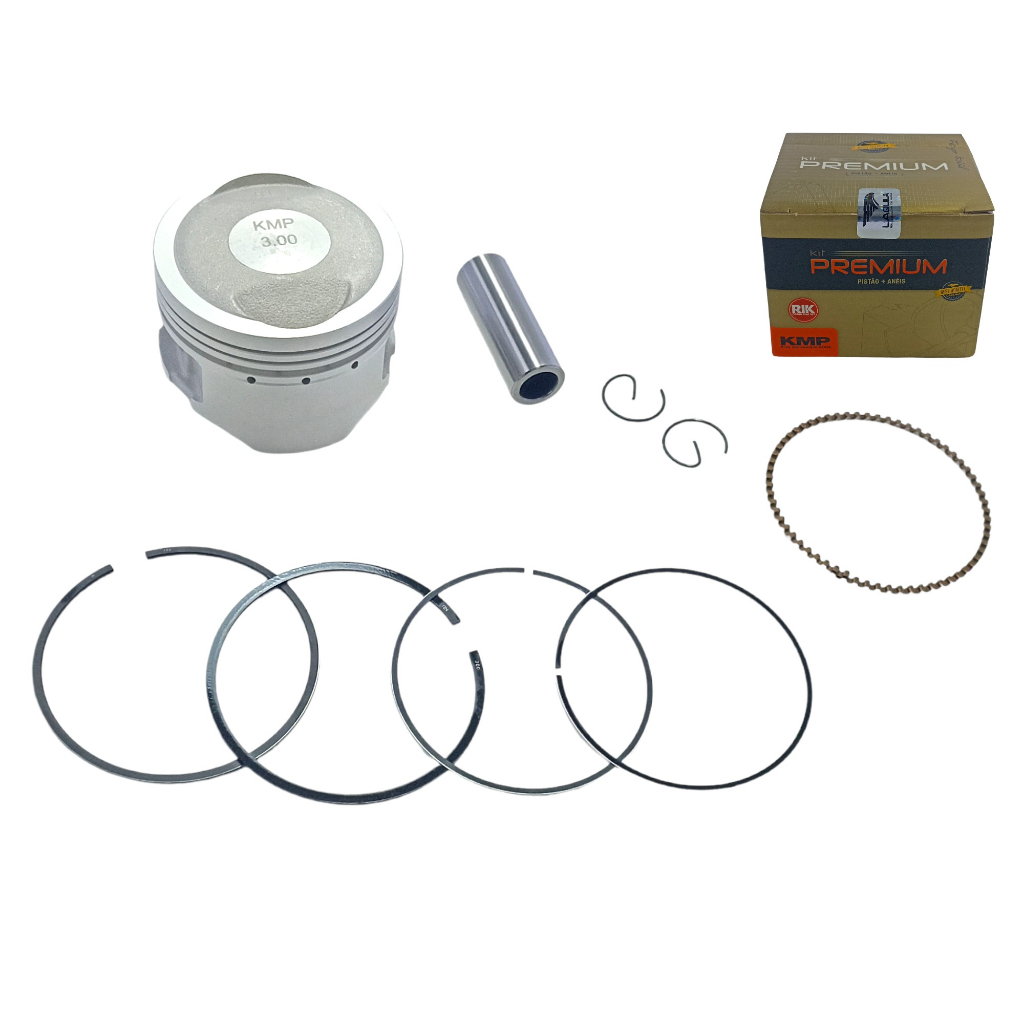 Kit Pistão Anéis Rik (3mm) Cg 125 1992 1993 1994 1995 1996 1997 a 2001 Xlr 125 1997 1998 1999 a 2003