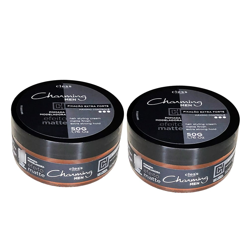 Kit 2 Pomada Modeladora Para Cabelo Forte Efeito Seco Cless Charming - 50gr