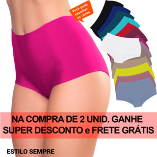 Kit 2 Calcinha Box Corte a Laser Sem Costura Cintura Alta Lingerie Feminina Revenda